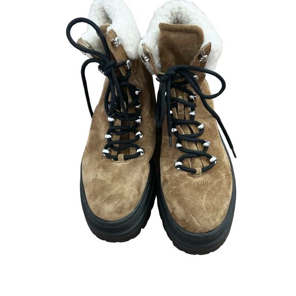 Marc Fisher Pierson Shearling Suede Combat Boot 9 Brown NEW - Picture 6 of 8